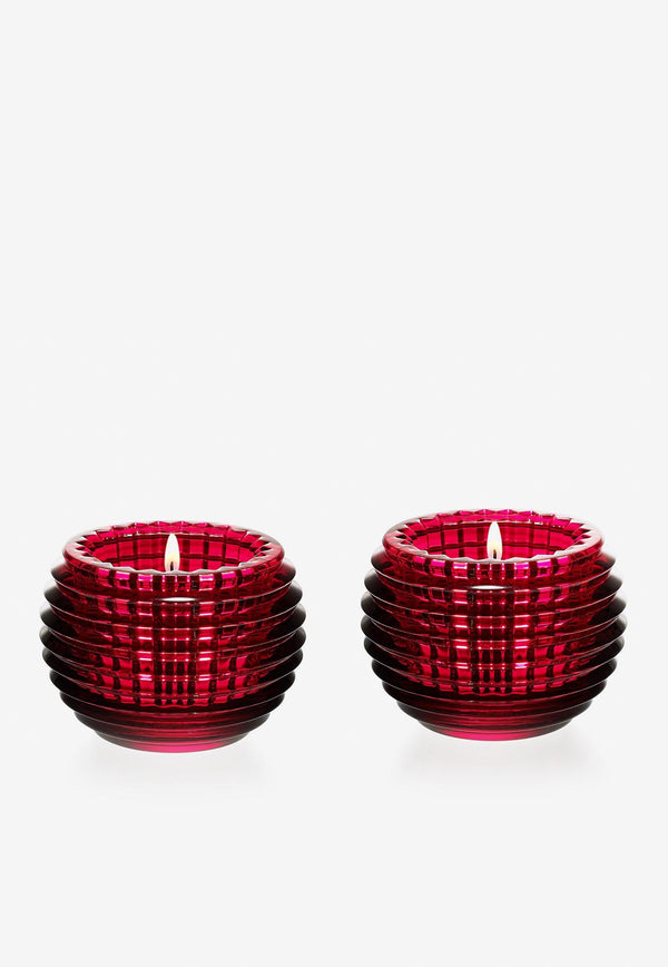 Baccarat Crystal Eye Votive Candle Jars - Set of 2 2810639 Red
