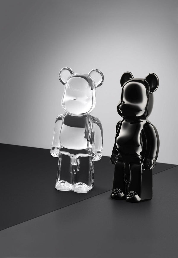 Baccarat Bearbrick Clear and Black Figurines 2813551+2814153 Transparent