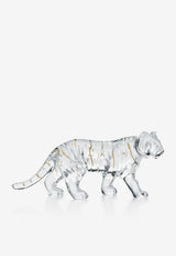 Baccarat Zodiac Tiger Figurine with Gold Stripes 2814611 Transparent