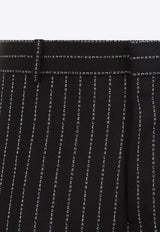 Logoed Pinstripes Wool Pants