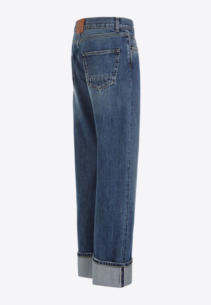 Cuffed Straight-Leg Jeans