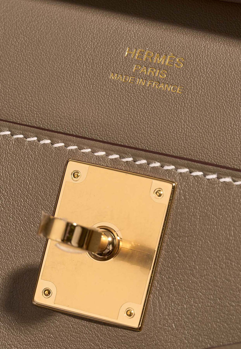 Mini Jypsiere in Etoupe Swift Leather with Gold Hardware