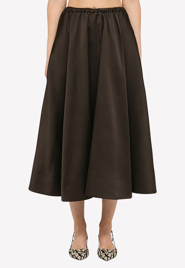 Valentino Techno Duchesse Midi Skirt Brown 2B0RA9V56D1 E05