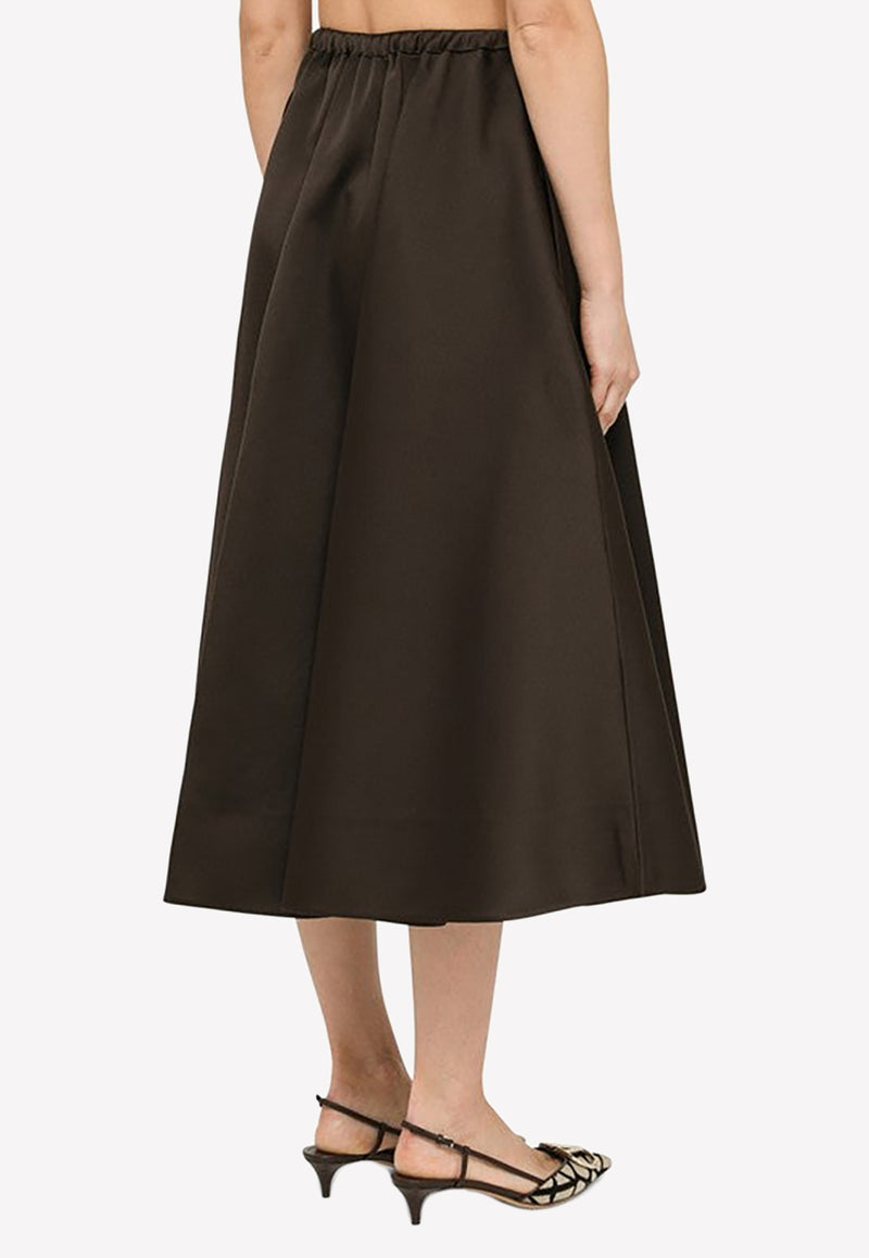 Valentino Techno Duchesse Midi Skirt Brown 2B0RA9V56D1 E05