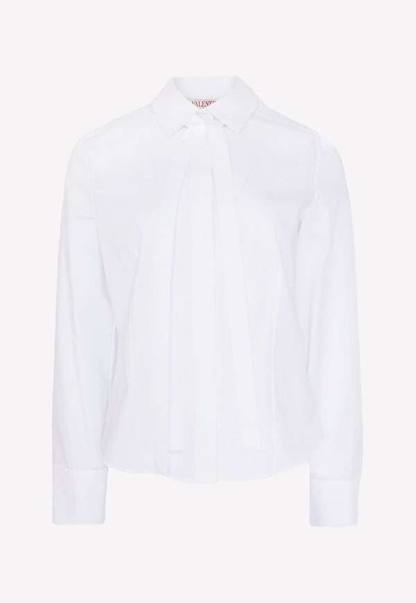 Valentino Scarf Detail Cotton Shirt  White 2B3AB4E55A6 001