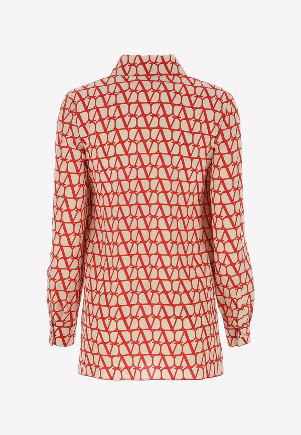 Valentino Iconographe Silk Shirt with Scarf Detail Multicolor 2B3AE7R77SL UL0