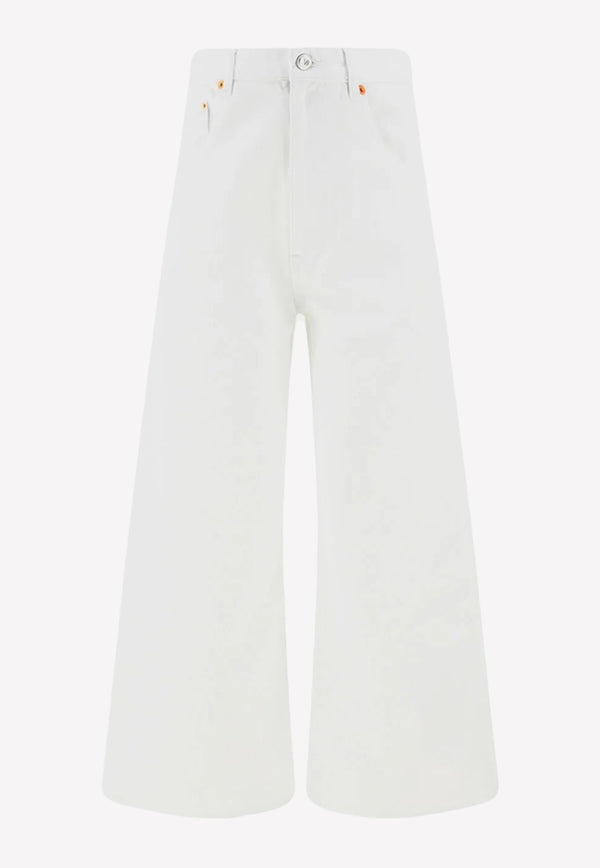 Valentino VLogo Chain Wide-Leg Jeans White 2B3DD14S7MQ 001