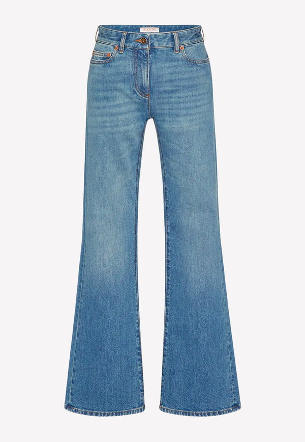 Valentino VLogo Chain Flared Jeans Blue 2B3DD14W7N3 558