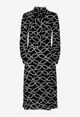 Valentino Logo Chain 1967 Silk Dress with Scarf Detail Black 2B3VA2K07N4 0NA