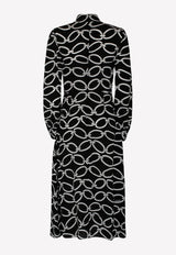 Valentino Logo Chain 1967 Silk Dress with Scarf Detail Black 2B3VA2K07N4 0NA