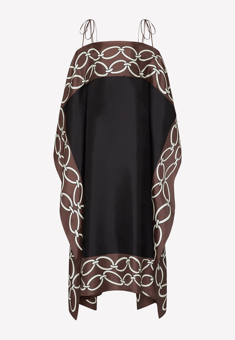 Valentino Logo Chain 1967 Off-Shoulder Kaftan Dress Multicolor 2B3VA2X07SY JZQ