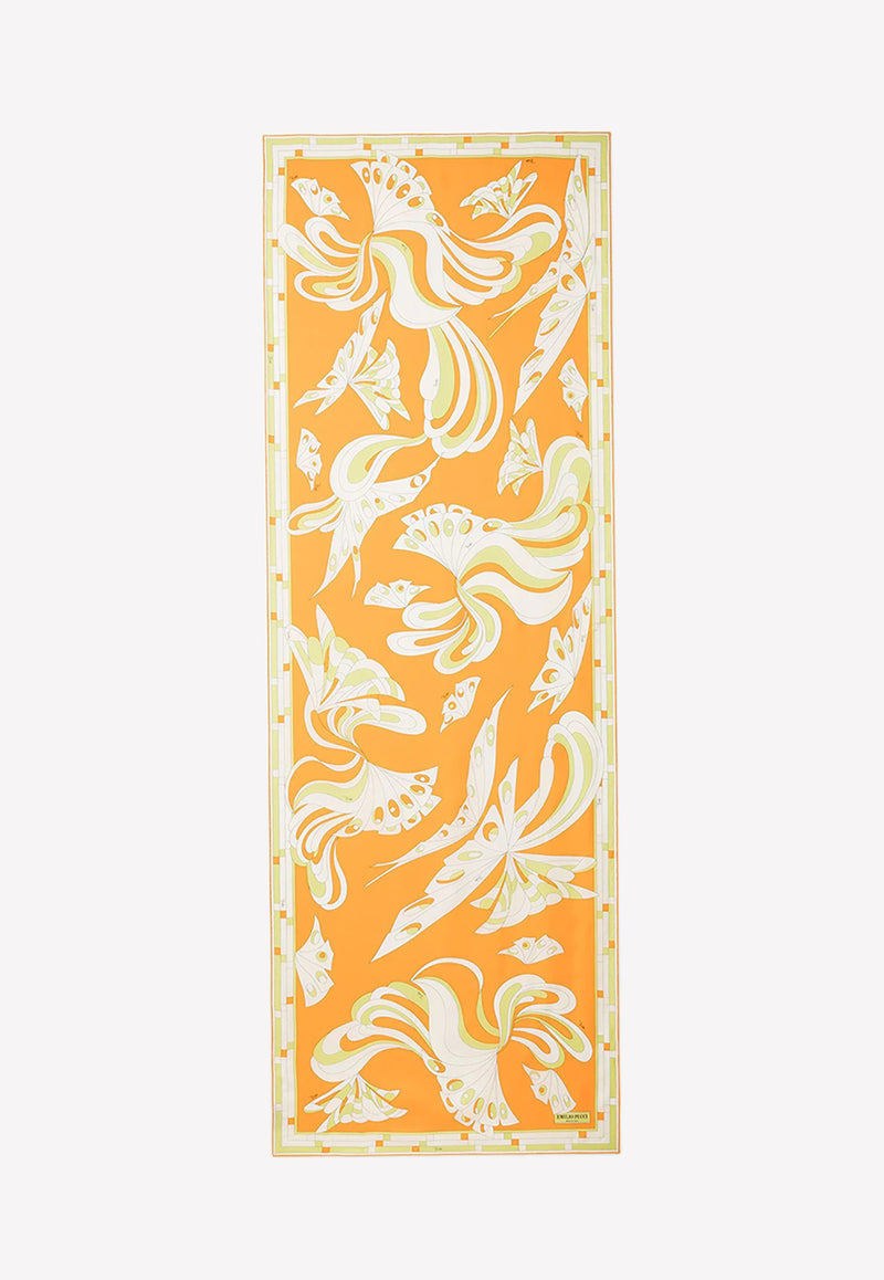 Emilio Pucci Farfalle Print Silk Twill Scarf Orange 2EGB56 2EC29 1