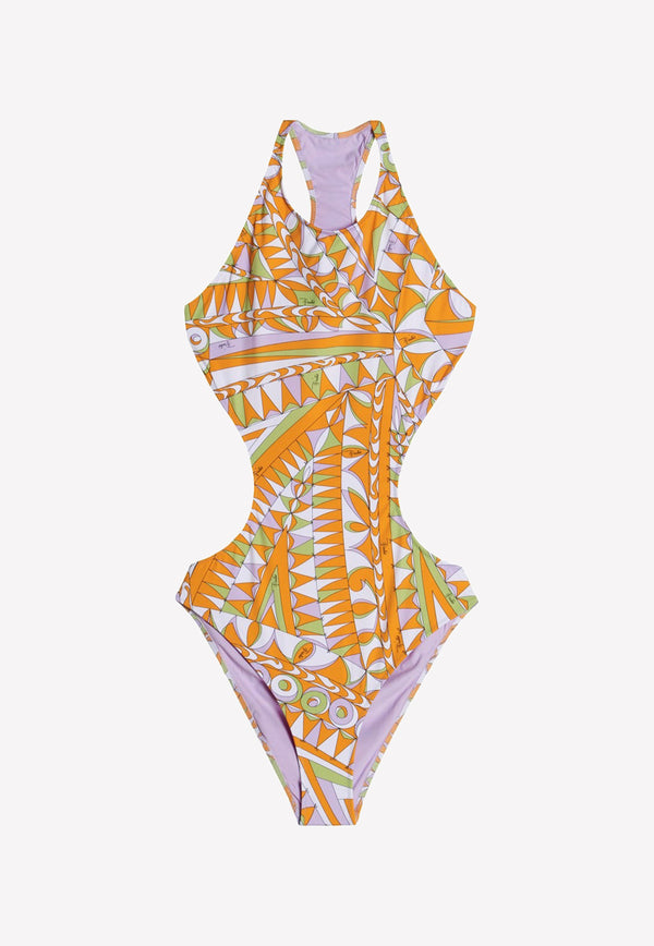 Emilio Pucci Bandierine Print One-Piece Swimsuit Orange 2EMC15 2E877 035