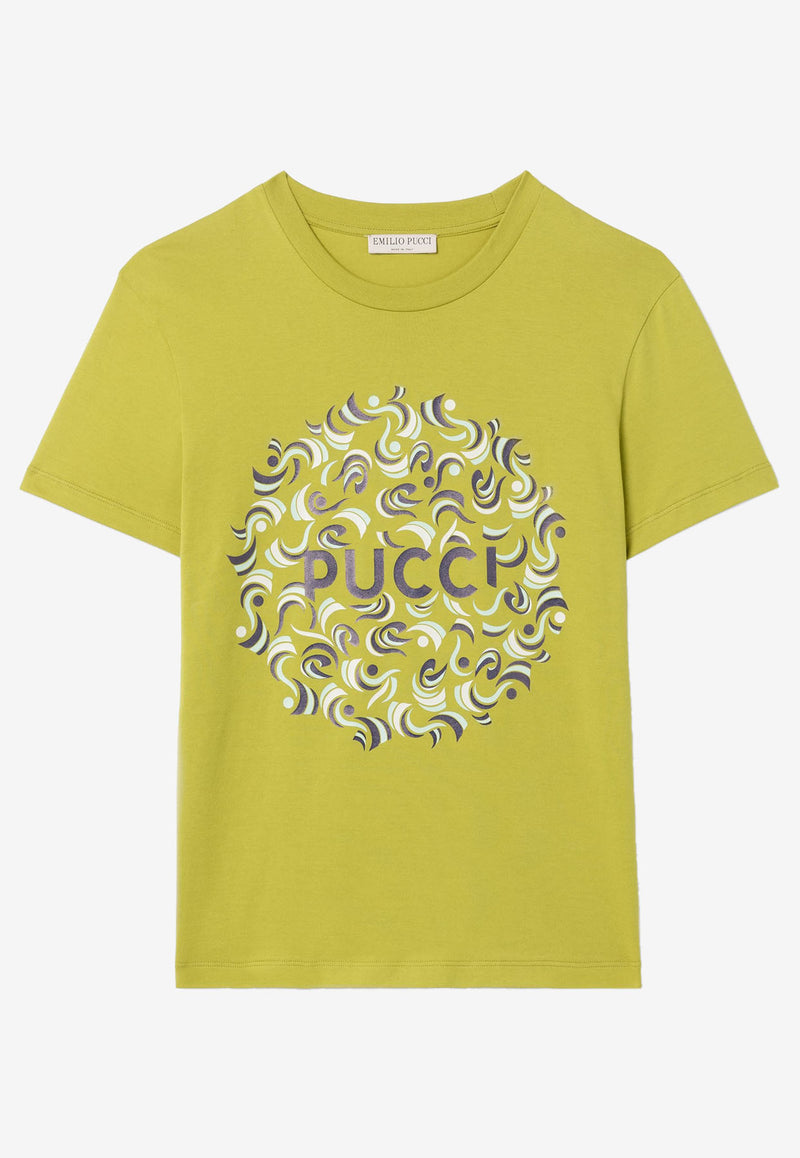 Emilio Pucci Logo Print Short-Sleeved T-shirt Green 2ETP74 2E987 B04