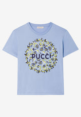 Emilio Pucci Logo Print Short-Sleeved T-shirt Blue 2ETP74 2E987 B15