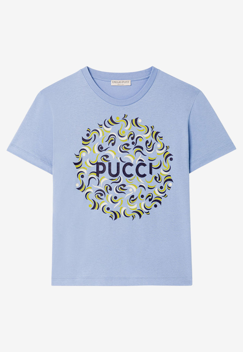 Emilio Pucci Logo Print Short-Sleeved T-shirt Blue 2ETP74 2E987 B15