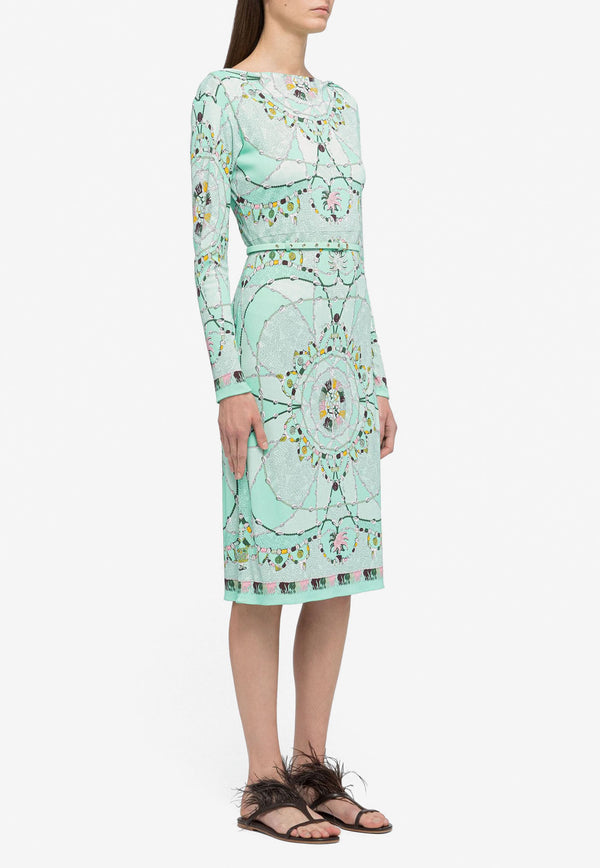 Emilio Pucci Cyprea Print Marilyn Belted Dress Mint 2HJH41 2H737 005