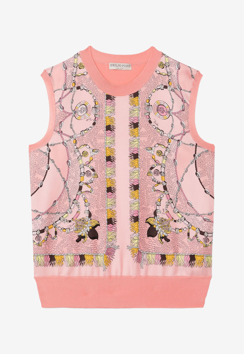 Emilio Pucci Cyprea Print Sweater Vest Pink 2HKM03 2H968 006