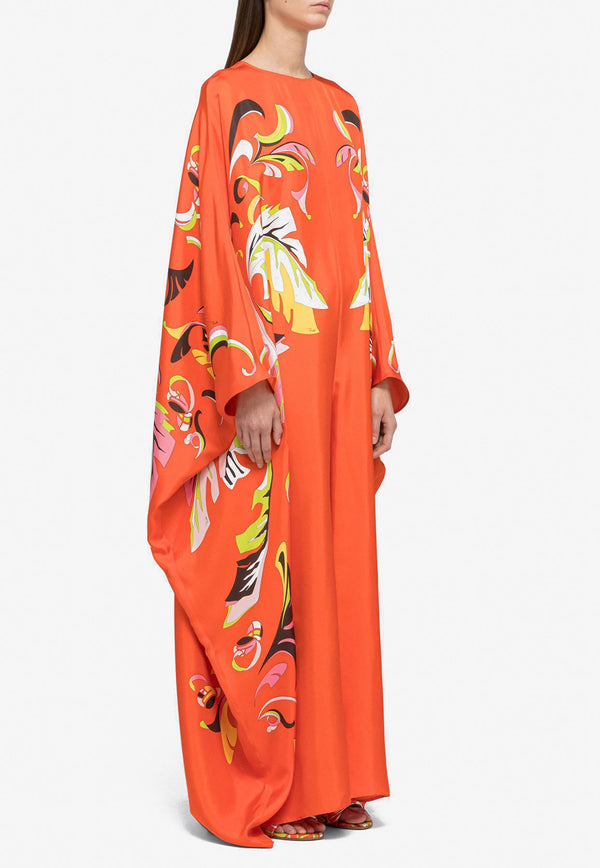 Emilio Pucci Platani Print Oversized Silk Jumpsuit Orange 2HRL75 2H761 P18