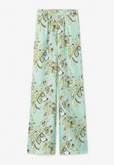 Emilio Pucci Africana Print Silk Twill Pants Mint 2HRT55 2H751 015