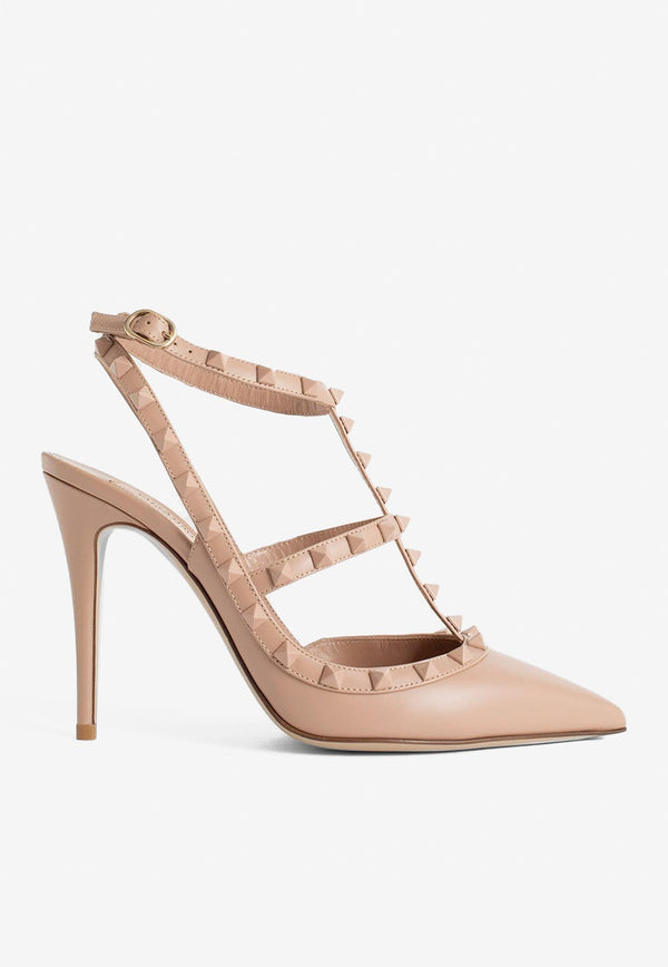 Valentino 110 Rockstud Caged Pumps in Leather Pink 2W0S0393VB8 GF9