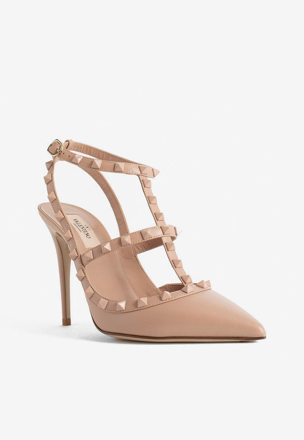 Valentino 110 Rockstud Caged Pumps in Leather Pink 2W0S0393VB8 GF9