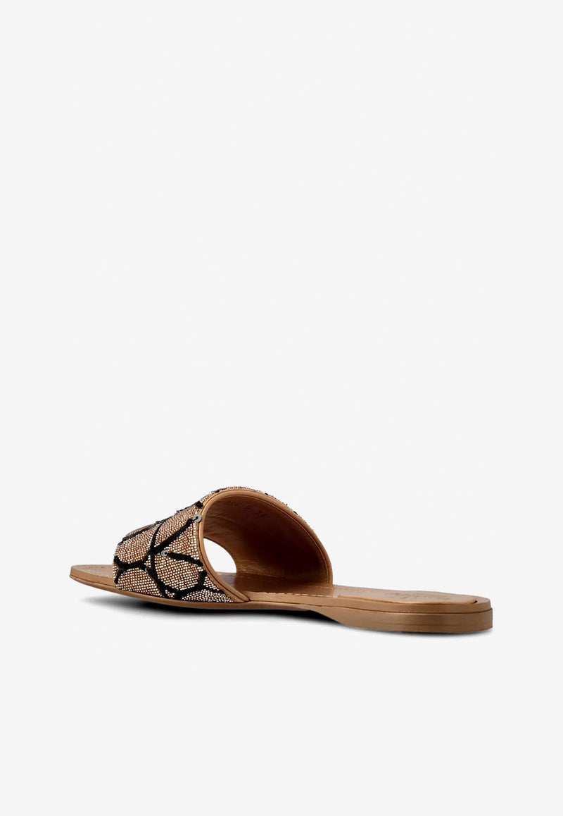Valentino VLogo Flat Sandals Beige 2W0S0GS4AUY Y54