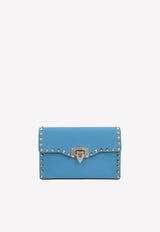 Valentino Small Rockstud Grained Leather Shoulder Bag Blue 2W2B0181VSF 097