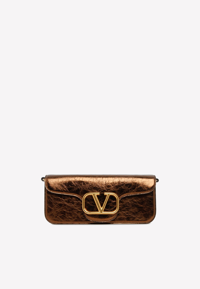 Valentino Loco VLogo Shoulder Bag in Crinkled Leather Bronze 2W2B0K30UKE LN0