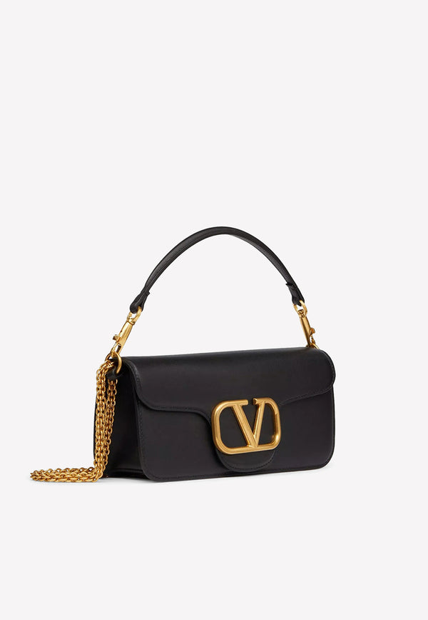Valentino VLogo Locò Shoulder Bag in Calf Leather Black 2W2B0K30ZXL 0NO