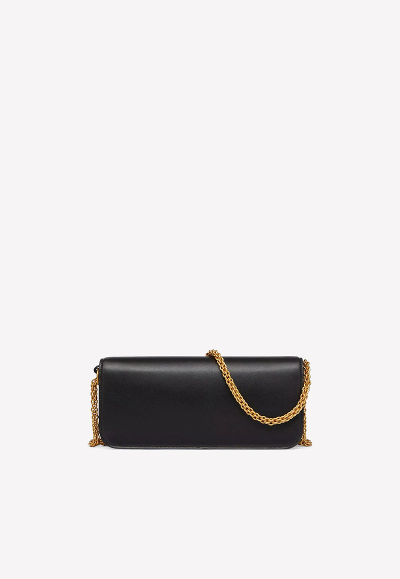 Valentino VLogo Locò Shoulder Bag in Calf Leather Black 2W2B0K30ZXL 0NO