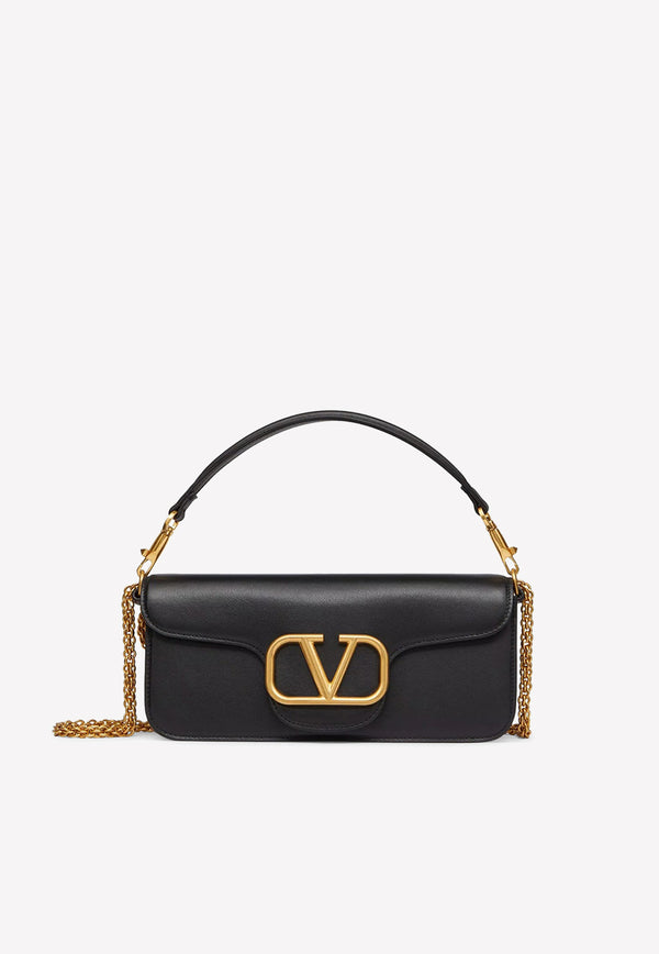 Valentino VLogo Locò Shoulder Bag in Calf Leather Black 2W2B0K30ZXL 0NO