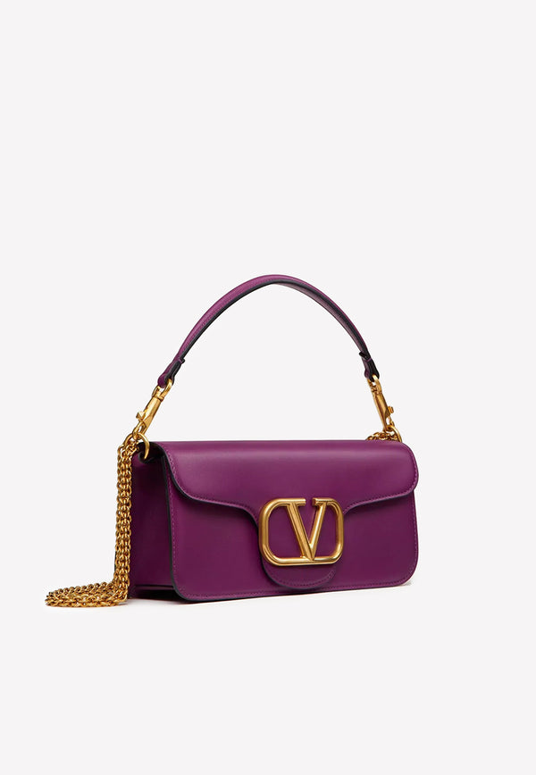 Valentino VLogo Locò Shoulder Bag in Calf Leather Purple 2W2B0K30ZXL ZA2