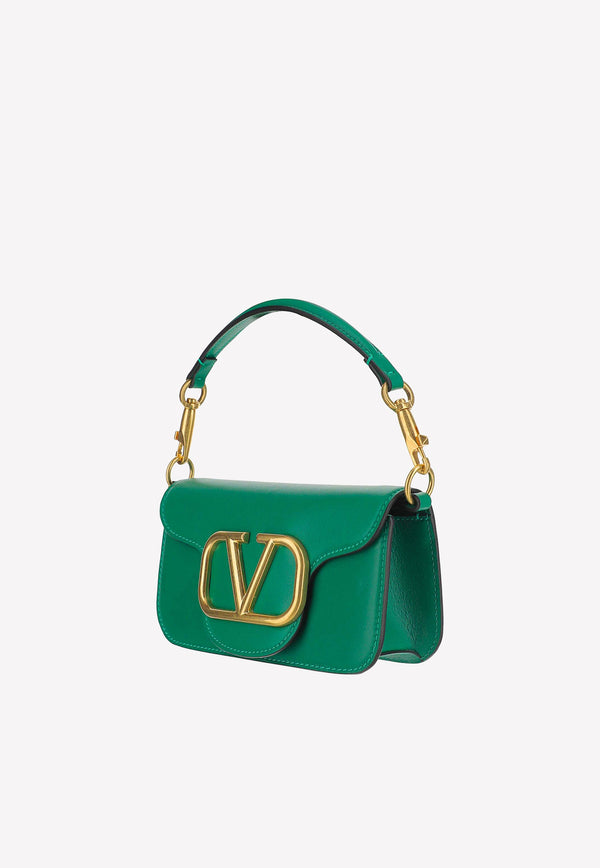 Valentino Small Locò VLogo Shoulder Bag in Calf Leather Green 2W2B0K53ZXL 7PA