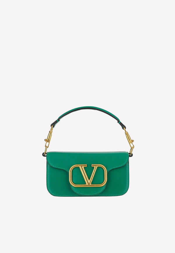 Valentino Small Locò VLogo Shoulder Bag in Calf Leather Green 2W2B0K53ZXL 7PA