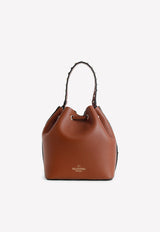 Valentino Rockstud Bucket Bag in Calf Leather Brown 2W2B0L31VSF HG5