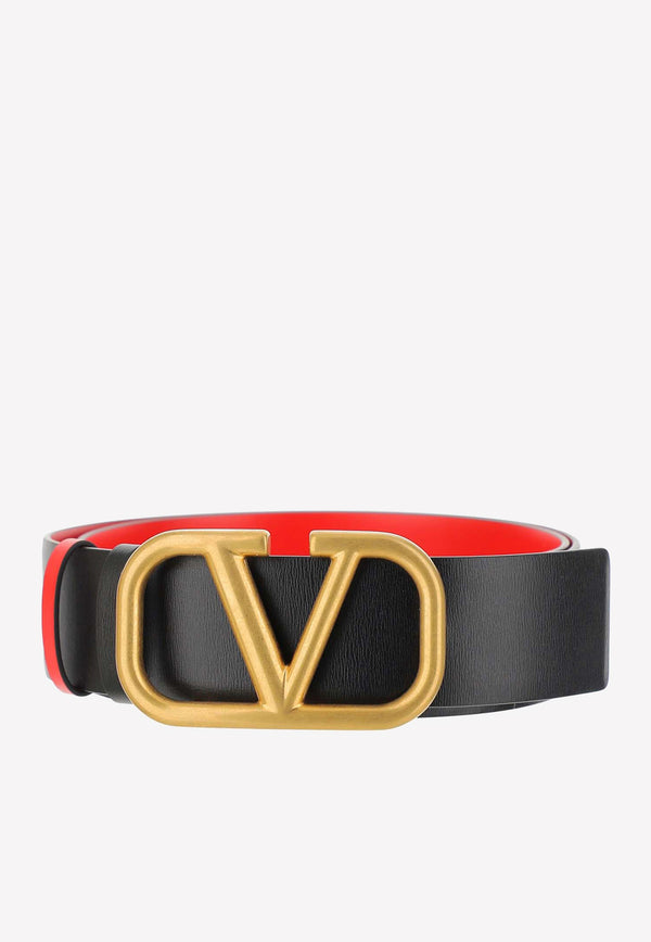 Valentino Vlogo Reversible Leather Belt 2W2T0S11ZFR 0SM Black