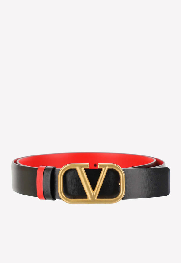 Valentino Vlogo Reversible Leather Belt 2W2T0T15ZFR 0SM Black