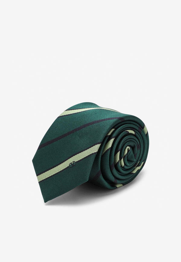 Valentino Striped Silk Tie 2Y2EV195ALN/M_VALE-6Z7 Green