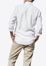 Les Canebiers White Divin Button-Up Shirt in Linen Divin Shirt-White