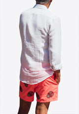 Les Canebiers Orange Mexican Head Embroidery Swim Shorts All Over Mex-Orange