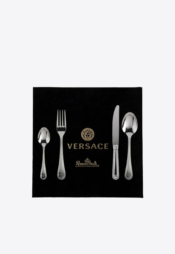 Versace Home Collection Silver Greca Stainless Steel Cutlery Gift Set of 24 69178-130955-75081