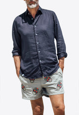 Les Canebiers Grey Mexican Head Embroidery Swim Shorts All Over Mex-Grey