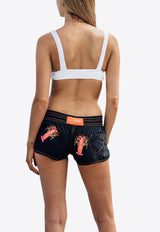 Les Canebiers Black Byblos All-Over Lobster Embroidery Swim Shorts Byblon All Over Lobster-Black