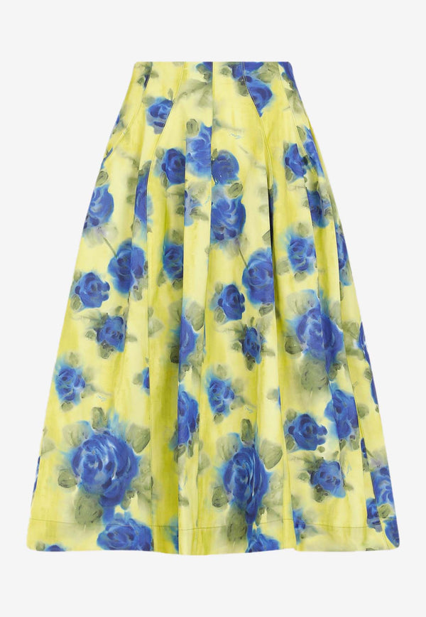 Floral Flared Midi Skirt
