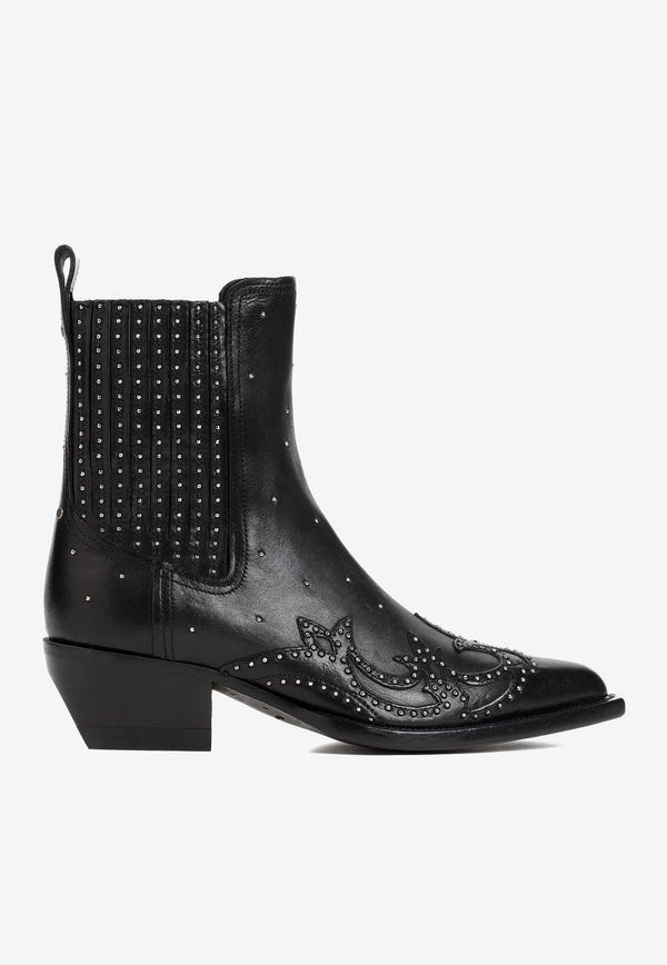 Debbie Studded Leather Ankle Boots