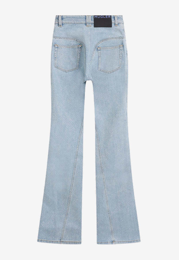 Crystal-Embellished Flared Jeans