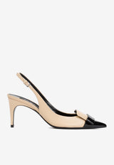 90 Two-Toned Patent Leather Slingback Pumps