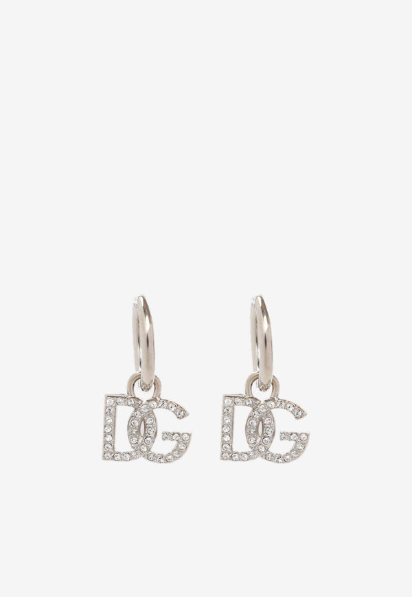 Crystal-Embellished Logo Drop Earrings