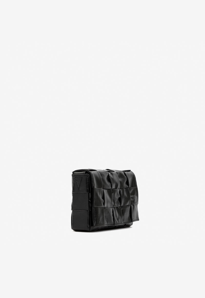 Small Cassette Shoulder Bag in Intreccio Calf Leather